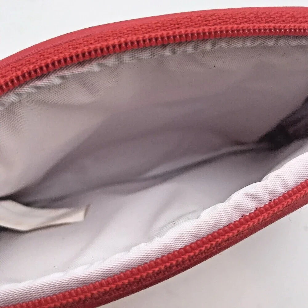Vintage Gloria Vanderbilt Makeup Bag Red Herringbone 4x6 in. Cosmetic Pouch NEW